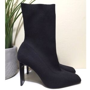 ZARA women's black high heel ankle boots stretchy flat heel sz 42 (11) b